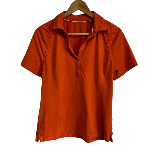 Clover by Betty Jones Performance Golf Polo Shirt Athletic Orange L‎ - Picture 1 of 7